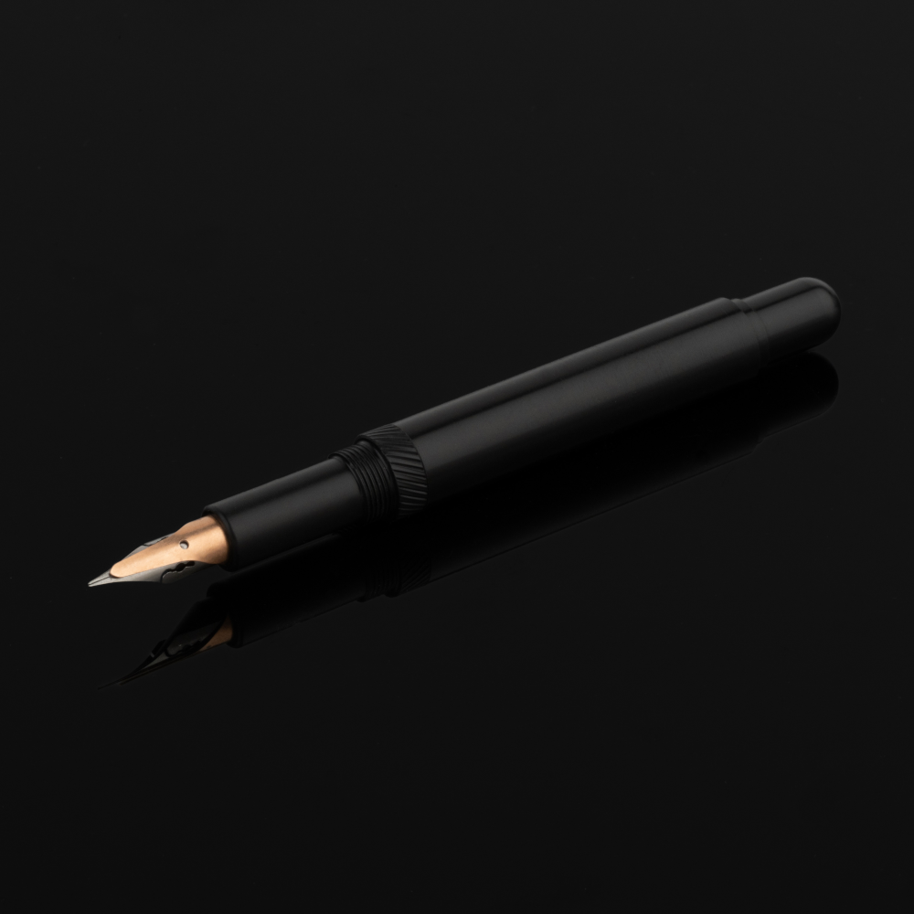 Brause Rose Classic Fountain Pen with Overfeed on black background